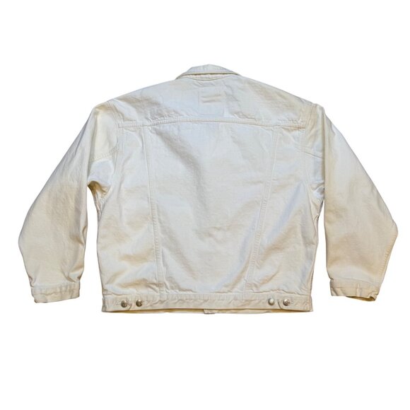 Vintage 80s 90s Banana Republic Safari & Travel White Denim Long Sleeve Trucker - Picture 3 of 12